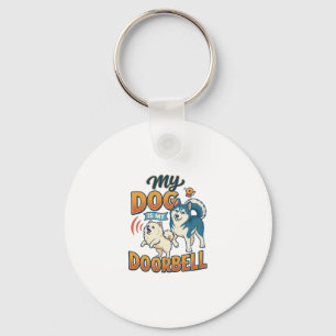 Hond Is Deurbel Blaffen Wit Blauwe_1 Sleutelhanger