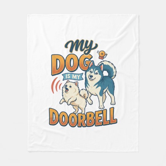 Hond Is Deurbel Blaffen Witte Blauwe_1 Fleece Deken (Voorkant)