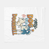 Hond Is Deurbel Blaffen Witte Blauwe_1 Fleece Deken (Voorkant (Horizontaal))