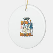 Hond Is Deurbel Blaffen Witte Blauwe_1 Keramisch Ornament (Links)