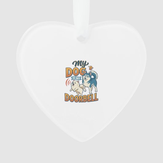 Hond Is Deurbel Blaffen Witte Blauwe_1 Ornament (voorkant)