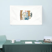 Hond Is Deurbel Blaffen Witte Blauwe_1 Spandoek (Beurs)