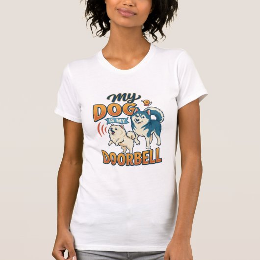 Hond Is Deurbel Blaffen Witte Blauwe_1 T-shirt (Voorkant)