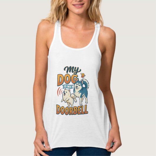 Hond Is Deurbel Blaffen Witte Blauwe_1 Tanktop (Voorkant)