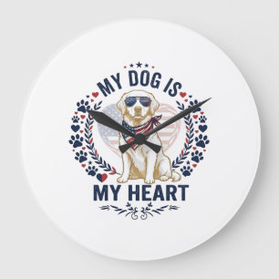 Hond Is Hart Amerikaanse Vlag Zonnebril_1 Grote Klok