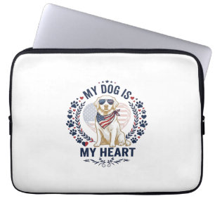 Hond Is Hart Amerikaanse Vlag Zonnebril_1 Laptop Sleeve