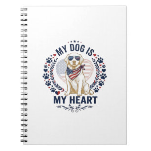 Hond Is Hart Amerikaanse Vlag Zonnebril_1 Notitieboek