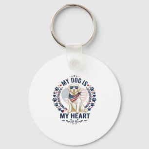 Hond Is Hart Amerikaanse Vlag Zonnebril_1 Sleutelhanger