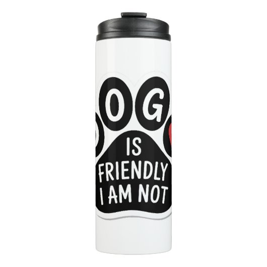 Hond Is Vriendelijk Ik Ben Het Niet Thermosbeker (Voorkant)