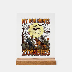 Hond Jaagt op Zombies Halloween Duitse Herdersmaan Acryl Bord