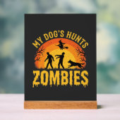 Hond Jaagt op Zombies Halloween-ontwerp Acryl Bord (Neutraal)