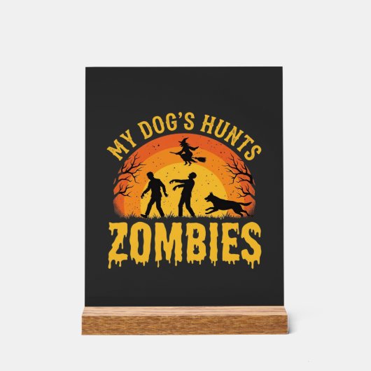 Hond Jaagt op Zombies Halloween-ontwerp Acryl Bord (Voorkant)