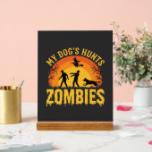 Hond Jaagt op Zombies Halloween-ontwerp Acryl Bord (Huwelijk)