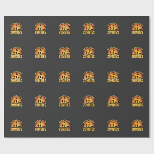 Hond Jaagt op Zombies Halloween-ontwerp Cadeaupapier (Vlak)