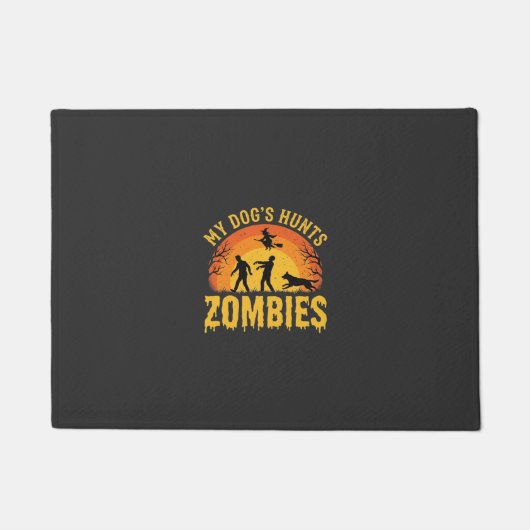 Hond Jaagt op Zombies Halloween-ontwerp Deurmat (Voorkant)