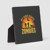 Hond Jaagt op Zombies Halloween-ontwerp Fotoplaat (Voorkant)