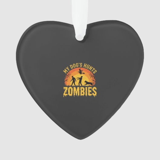 Hond Jaagt op Zombies Halloween-ontwerp Ornament (voorkant)