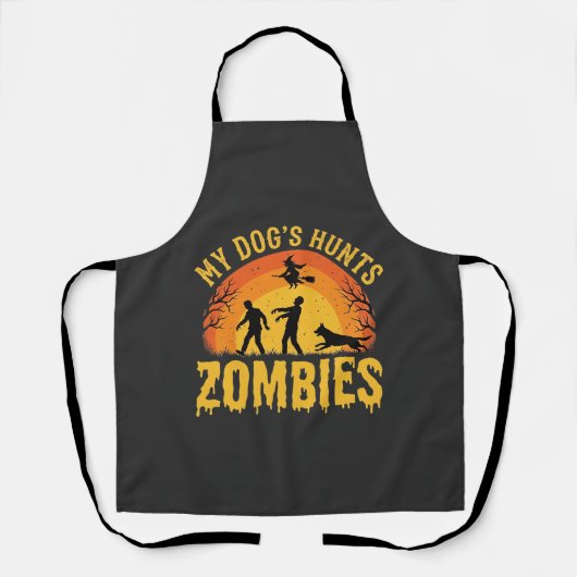 Hond Jaagt op Zombies Halloween-ontwerp Schort (Voorkant)