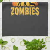 Hond Jaagt op Zombies Halloween-ontwerp Theedoek (Gevouwen)