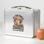 Hond Jaagt op Zombies Vintage Halloween Vectorontw (In situ)