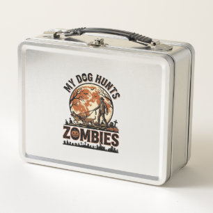 Hond Jaagt op Zombies Vintage Halloween Vectorontw