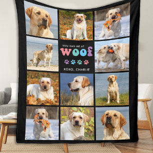 Hond je had me bij WOOF Custom 11 foto collage Fleece Deken