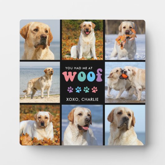 Hond je had me WOOF Custom 8 foto collage retro Fotoplaat (Voorkant)