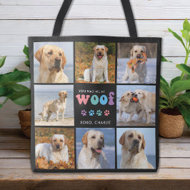Hond je had me WOOF Custom 8 foto collage retro Tote Bag