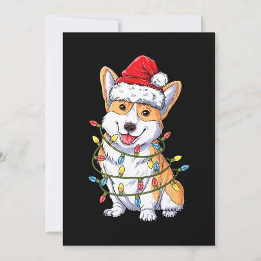 Hond Kado | Corgi Kerstman Kerstboom Lichtjes Kers Kaart (Voorkant)