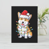 Hond Kado | Corgi Kerstman Kerstboom Lichtjes Kers Kaart (Staand voorkant)