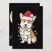 Hond Kado | Corgi Kerstman Kerstboom Lichtjes Kers Kaart (Voorkant / Achterkant)