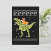Hond Kado | Corgi rijdt T Rex Dinosaur Kerstmis Kaart (Staand voorkant)