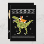 Hond Kado | Corgi rijdt T Rex Dinosaur Kerstmis Kaart (Voorkant / Achterkant)