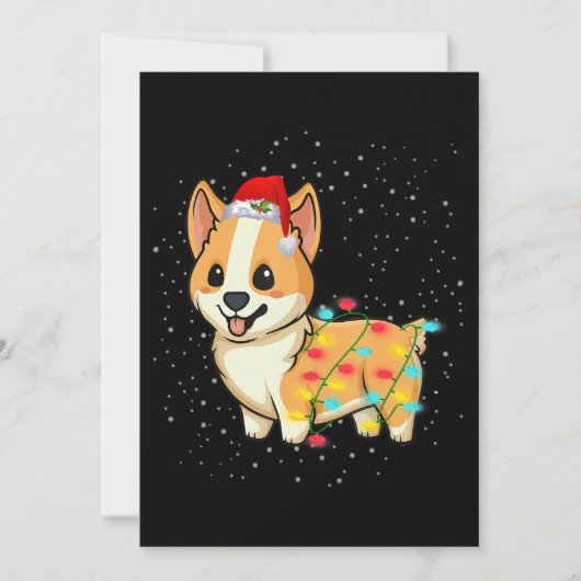 Hond Kado | kerstlichtjes corgi Kaart (Voorkant)