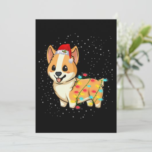 Hond Kado | kerstlichtjes corgi Kaart