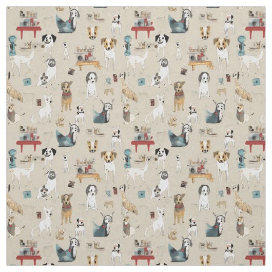 Hond kappertjes: grillige hond stof (Swatch)