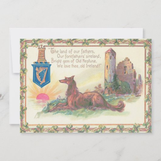 Hond Kasteel Harp van Erin Shamrocks Kaart (Voorkant)