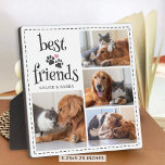 Hond Kat Beste Vrienden Pawprints 4 Foto's Aangepa Fotoplaat<br><div class="desc">Laat 4 van je favoriete foto's zien op een fotodisplay plaquette van je hond en kat die BESTE VRIENDEN zijn. Het ontwerp is voorzien van moderne, leuke typografie, schattige honden- en kattenpawprints met een hart en personalisatie in uw keuze van kleuren om te coördineren met uw foto's en / of...</div>