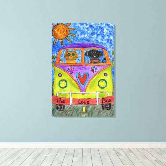 Hond & Kat Canvas 24 "x 36" (Insitu (Houten vloer))