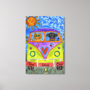 Hond & Kat Canvas 24 "x 36" Afdruk