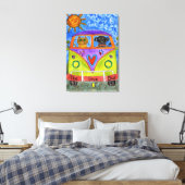 Hond & Kat Canvas 24 "x 36" Afdruk (Insitu (Slaapkamer))