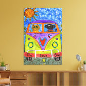 Hond & Kat Canvas 24 "x 36" Afdruk (Insitu (Woonkamer))