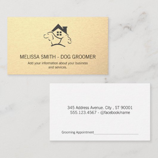 hond kat dier | Gestroomlijnd metaal Afsprakenkaartje (Voorkant / Achterkant)