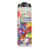 Hond, kat en vruchten en bloemen thermosbeker (Voorkant)