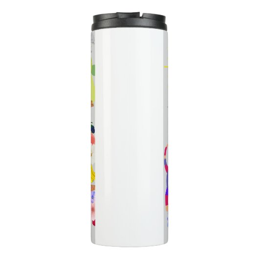 Hond, kat en vruchten en bloemen thermosbeker (Achterkant)