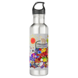 Hond, kat en vruchten en bloemen waterfles