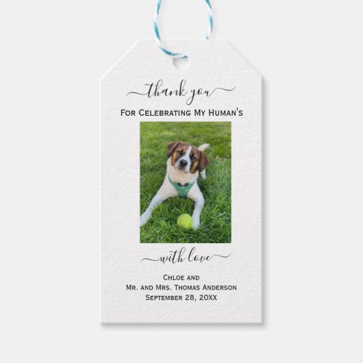 Hond Kat Foto Mijn Mensen Bedankt Trouwen   Cadeaulabel (Voorkant)