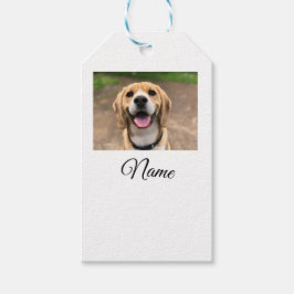 Hond kat foto voeg huisdier naam cu aangepaste gep cadeaulabel