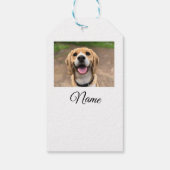Hond kat foto voeg huisdier naam cu aangepaste gep cadeaulabel (Achterkant)