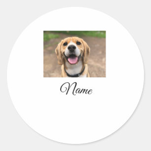 Hond kat foto voeg huisdier naam cu aangepaste gep ronde sticker